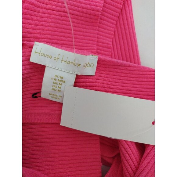 House Of Harlow 1960 Womens Pink Ribbed Knit Crisscross Back Crop Top Medium. - Picture 3 of 7
